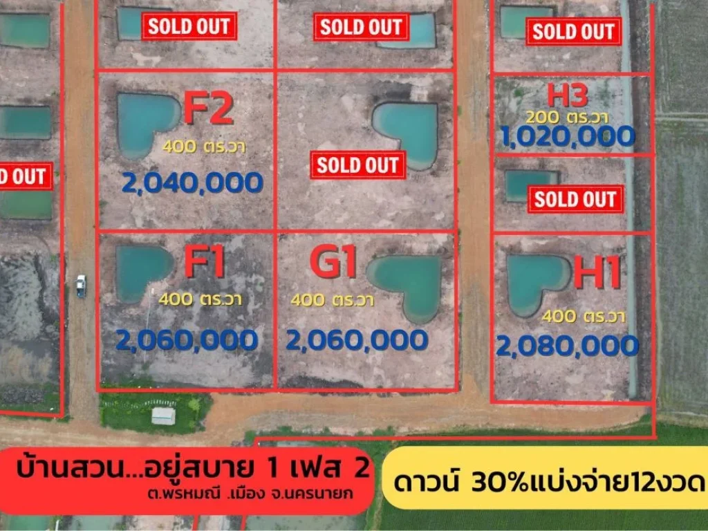 ขายที่ดินพรหมณีสดผ่อนเริ่มต้น 200 ตรว- 1 ไร่