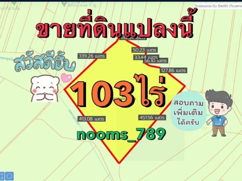 ขายที่ดิน ติดทรัพย์ขายเอง ที่ดินเปล่า 103-0-96 ไร่