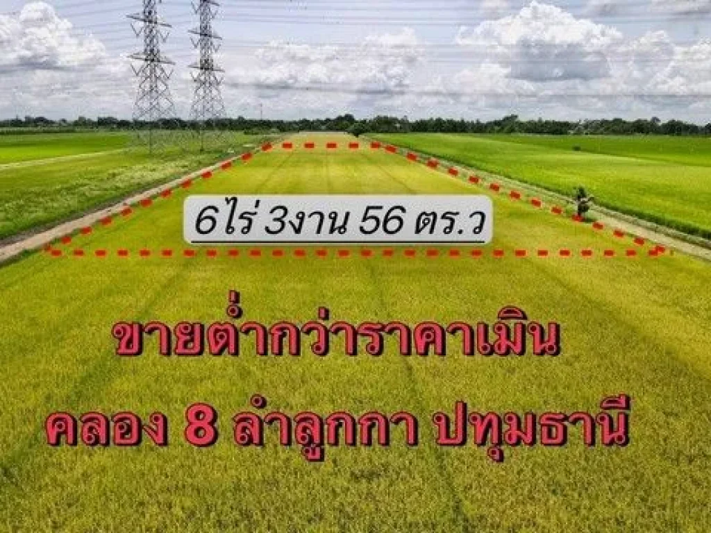 Vายที่ดินต่ำกว่าราคาประเมิน คลอง 8 ลำลูกกา ปทุมธานี