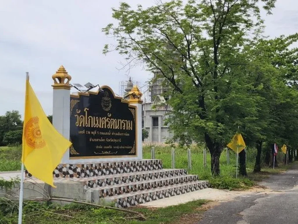 ขายที่ดินแปลงสวยหน้าวัดโกเมศรัตนาราม ถนน347ปทุมธานี-บางปะหั