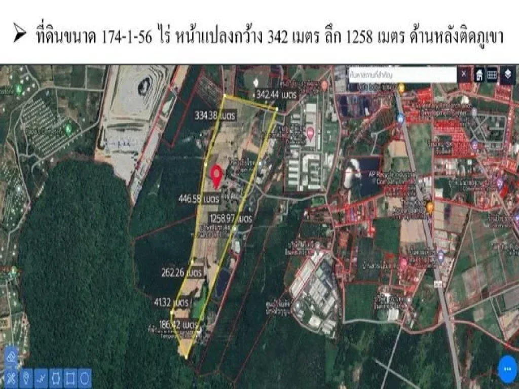 ขายที่ดินติดภูเขา ขนาด 174-1-56 ไร่ ผังสีเหลือง เหมาะทำโรงงาน