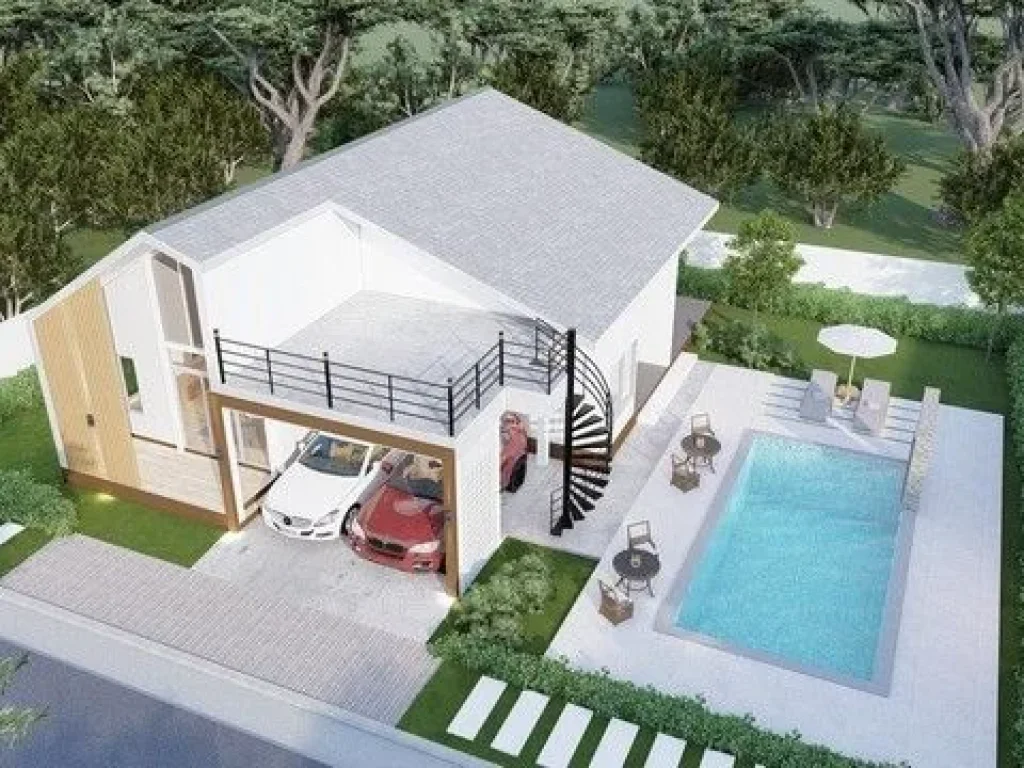 Vายบ้านเดี่ยวชั้นเดียว Pool Villa Modern Style ตสันผักหวาน