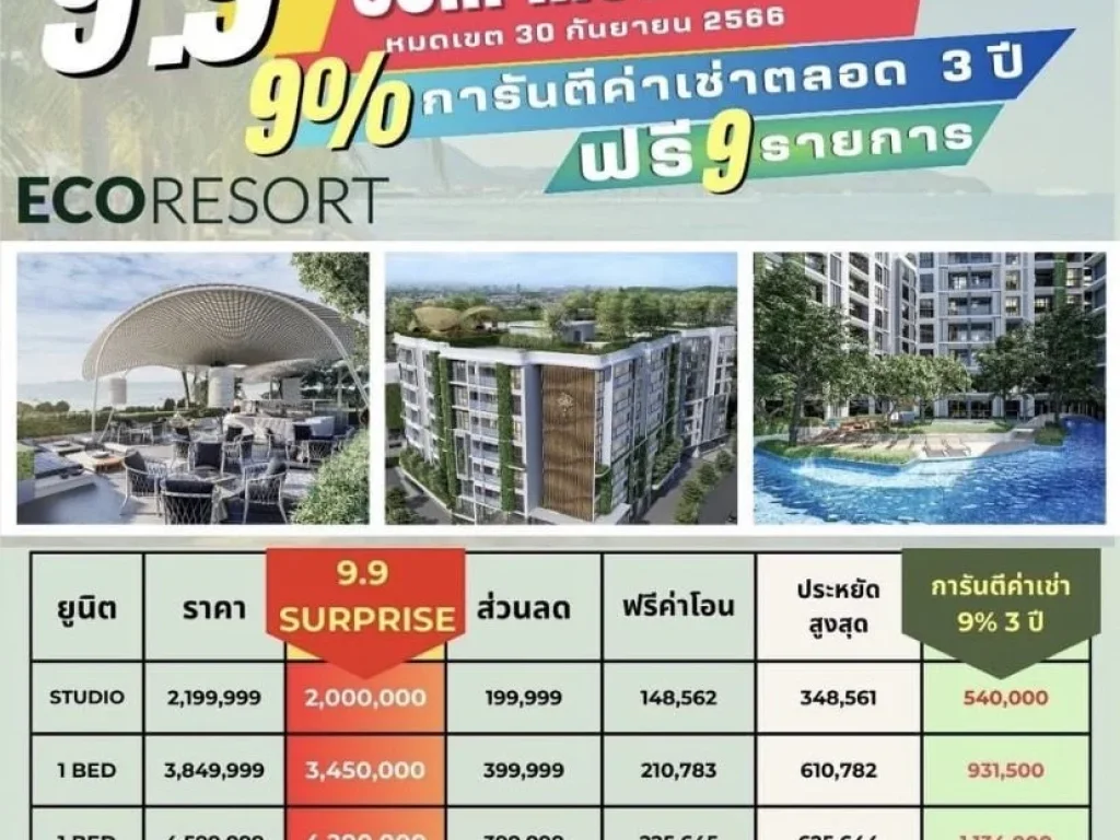 คอนโด ทำเลดี อีโค รีสอร์ท คอนโดใจกลางบางเสร่ สัตหีบ เริ่มต้น