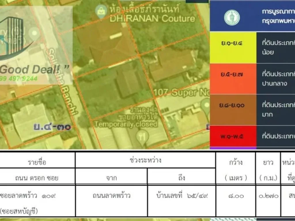 ที่ดิน 152 ตรวา ซอยลาดพร้าว 107 ห่างปากซอย 750 เมตร