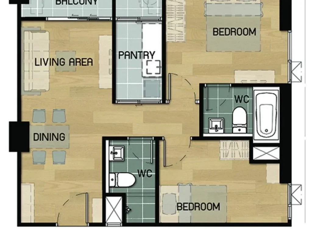 Knightsbridge Sky River Ocean ขาย ห้องมุม 2 ห้องนอน ห้องขนาด