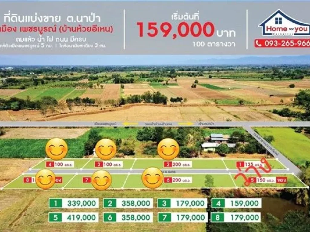 ที่ดินแบ่งขายเพชรบูรณ์ถูกมาก ใกล้เมือง 5 กม ถมแล้ว มีน้ำ