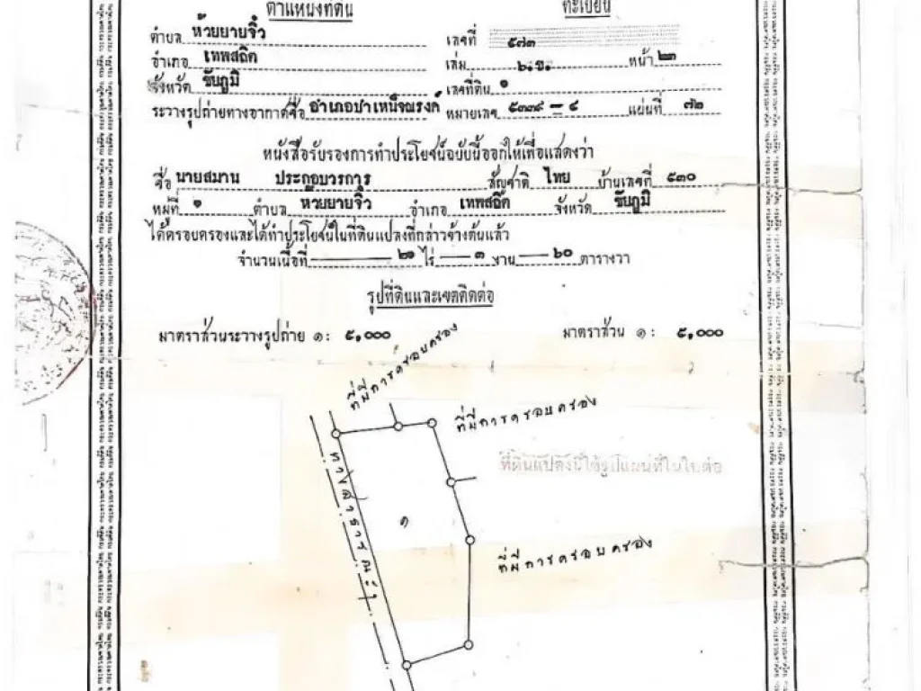 ขายที่ดิน โฉนด นส3ก อยู่ใกล้ชุมชนห้วยยายจิ๋ว อำเภอเทพสถิต