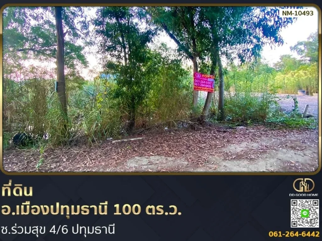 ที่ดิน อเมืองปทุมธานี 100 ตรว ซร่วมสุข 46 ปทุมธานี