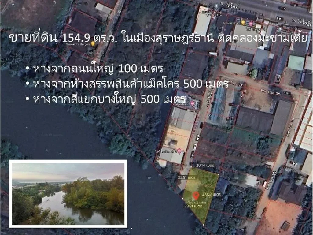 ขายด่วน ที่ดิน 1549 ตรว ถวัดโพธิ์ ติดคลองมะขามเตี้ย