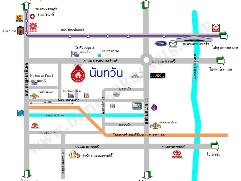 ขายบ้านเดี่ยว 2 ชั้น โครงการ นันทวัน ปิ่นเกล้า พระราม 5 ใกล้