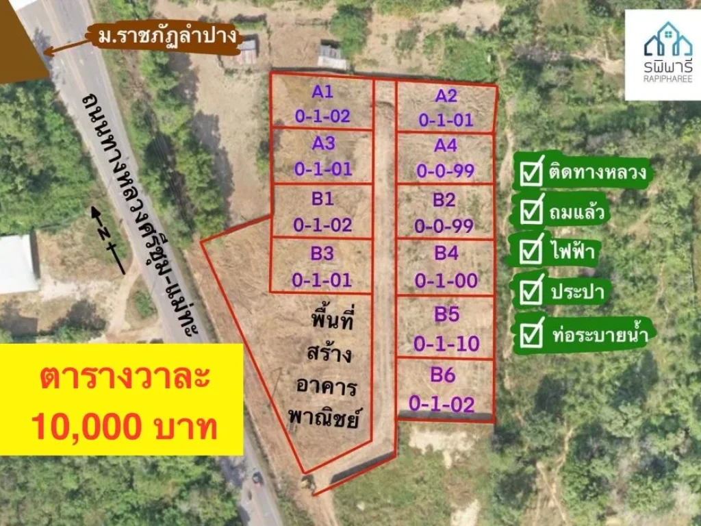 ขายที่ดิน ที่ดินแบ่งล็อก และ บ้านสั่งสร้าง โครงการ รพิพารี