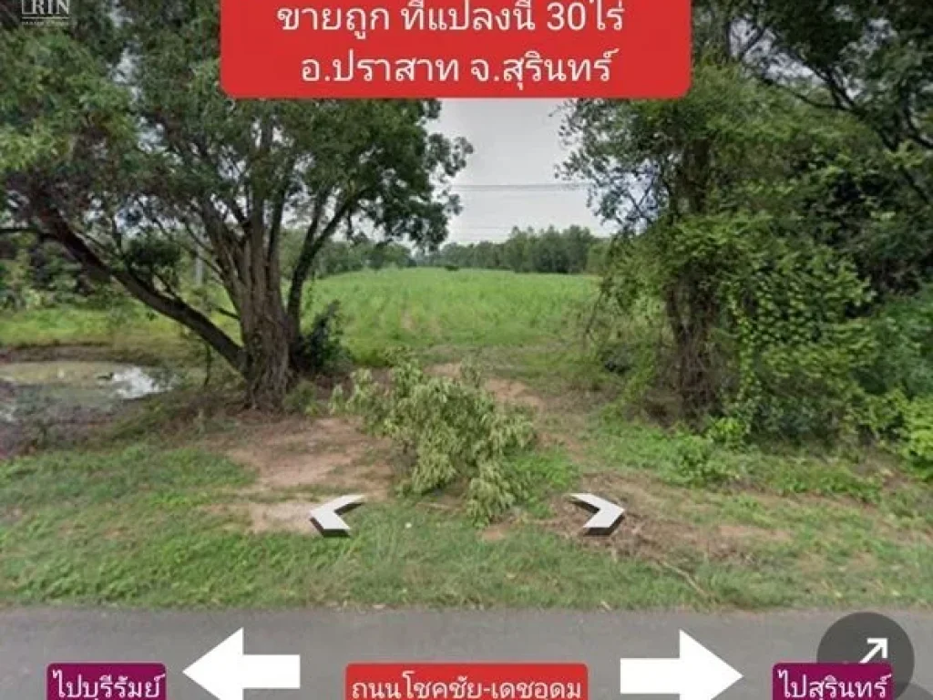 ขายที่ดิน ติดถนนโชคชัย-เดชอุดม ตปรือ อปราสาท จสุรินทร์