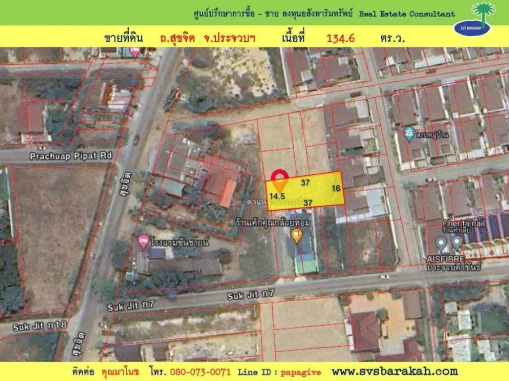 ขาย ที่ดิน 1346 ตรว ในตัวเมืองประจวบ อเมือง จประจวบ