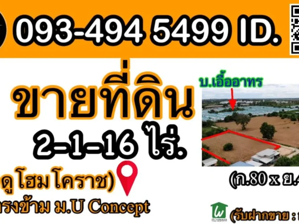 ขายที่ดิน หลังดูโฮมโคราช l 2-1-16 ไร่l 8500 วา