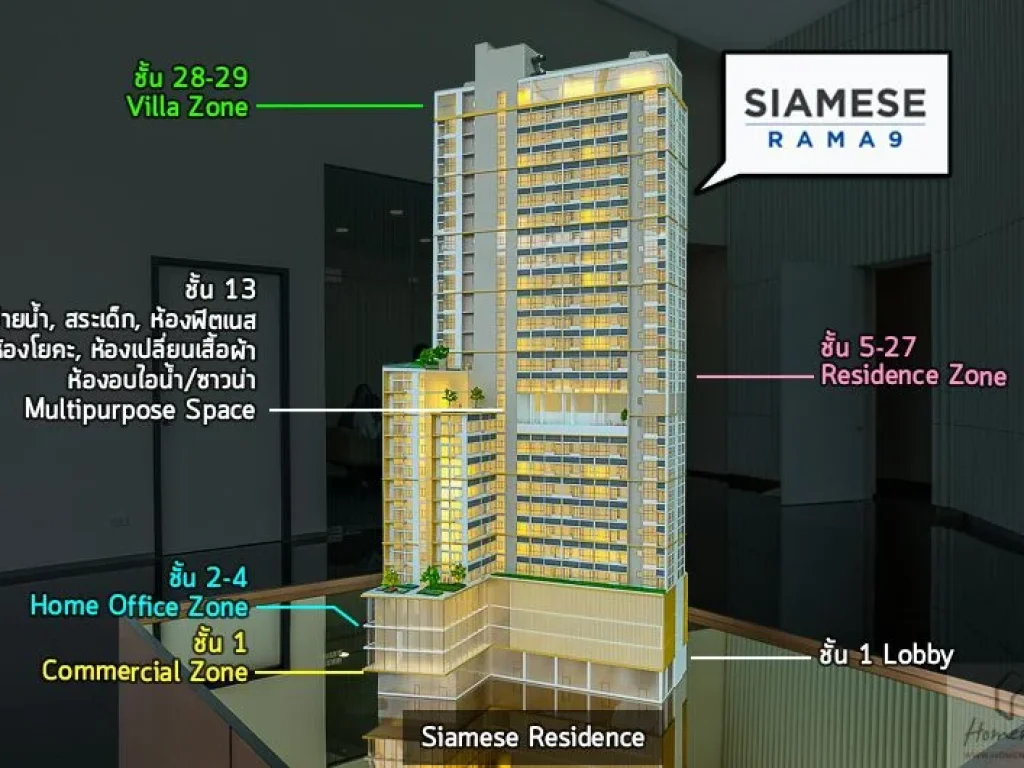 ขายดาวน์ คอนโด ไซมิส พระราม 9 Siamese Rama 9 วิวไม่บล็อค