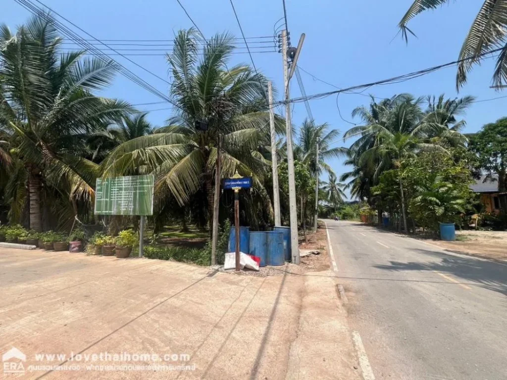 ขายที่ดินติดถนน ซอยบางสะแก ถนนพระราม2 ที่สวยสวนมะพร้าวพร้อมเ