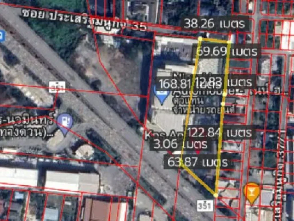 ขายที่ดิน ติด ถประเสริฐมนูญกิจ 4 ไร่ 3 งาน 95 ตรว