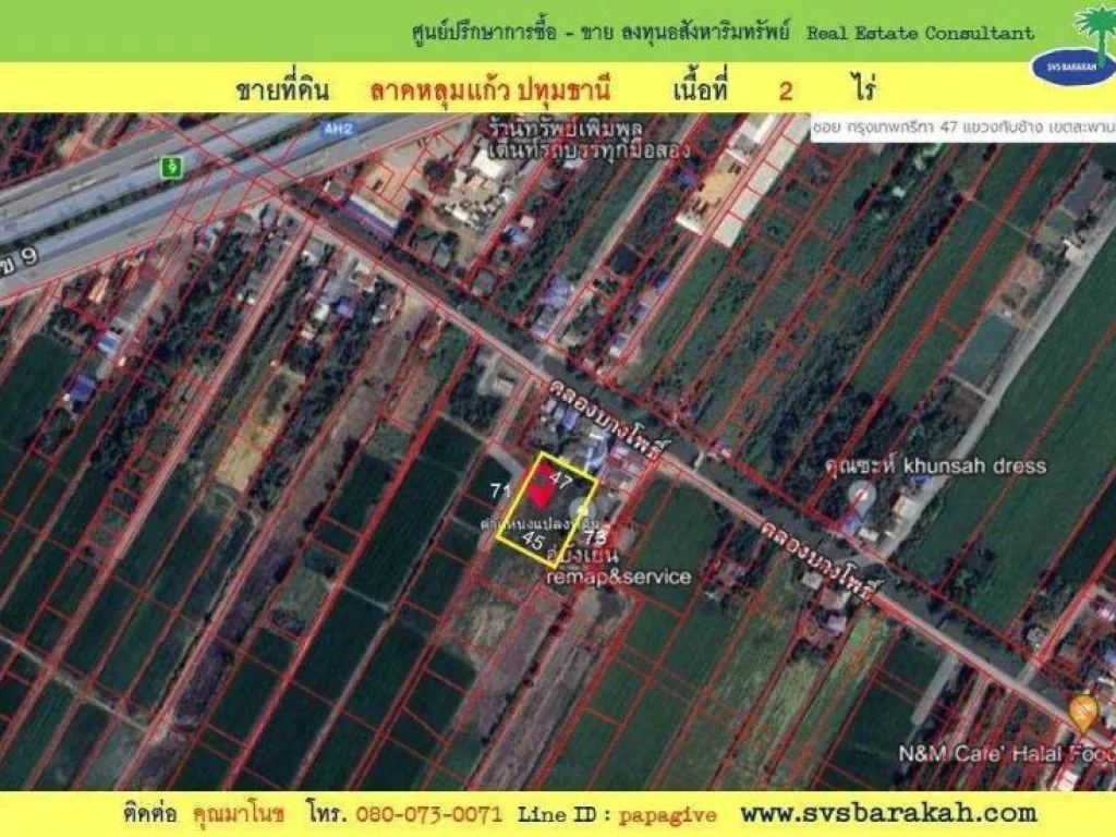 ขายที่ดิน 2 ไร่ คลองบางโพธิ์ ลาดหลุมแก้ว ปทุมธานี