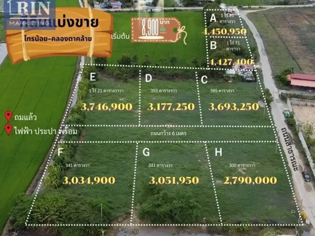 ที่ดินแบ่งขายราคาสุดคุ้ม ที่วัดคลองตาคล้าย ไทรน้อย นนทบุรี