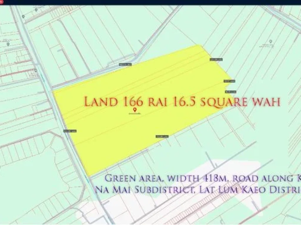 ที่ดิน166ไร่165ตารางวา พื้นที่สีเขียว หน้ากว้าง 418ม