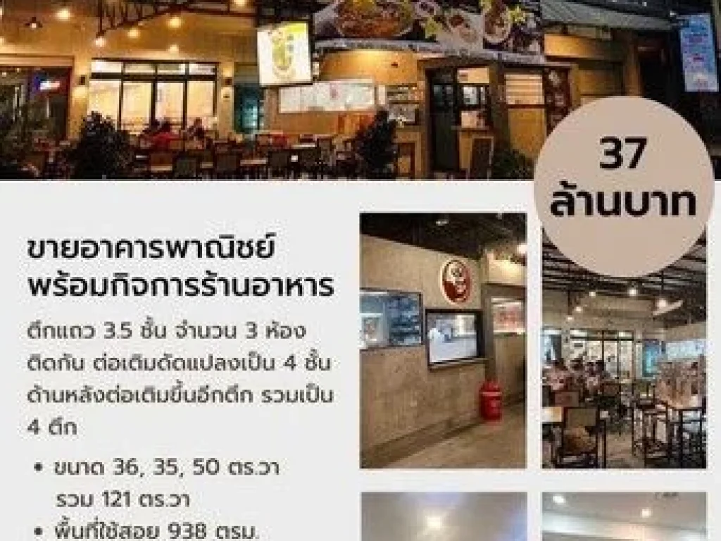 ขายอาคารพาณิชย์พร้อมกิจการร้านอาหาร อบางบัวทอง จนนทบุรี