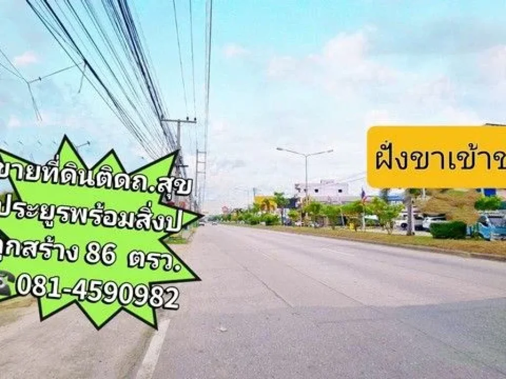 ขายที่ดินชลบุรี ติดถนนสุขประยูร ขายที่ดินราคาเจ้าของ