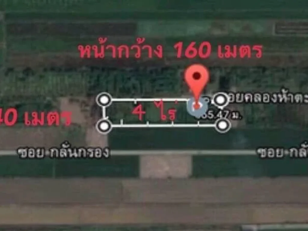 ขายที่ดินคลองห้า อำเภอคลองหลวง จังหวัดปทุมธานี จำนวน 4 ไร่