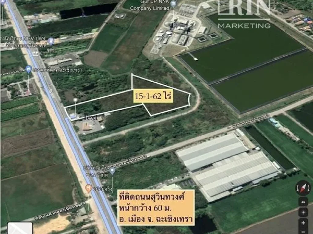 ขายที่ดิน โซน EEC ฉะเชิงเทรา ติดถนนสุวินทวงศ์ ถมแล้ว เนื้อที่