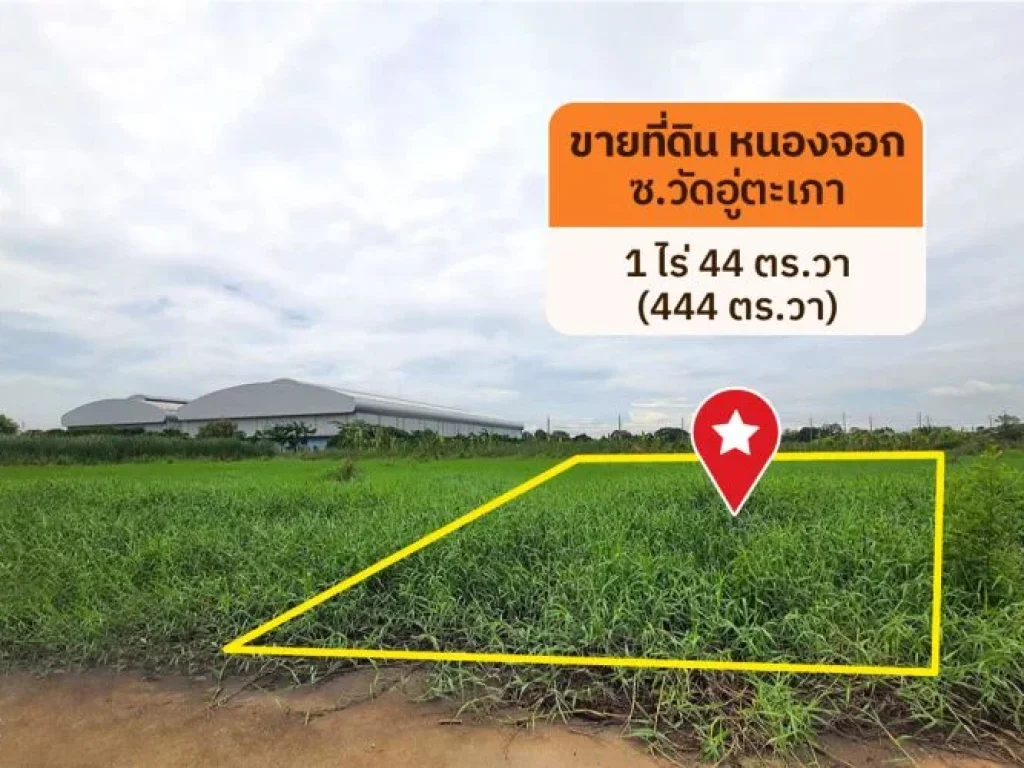 ขายที่ดินหนองจอก ซวัดอู่ตะเภา ถฉลองกรุง เนื้อที่ 444