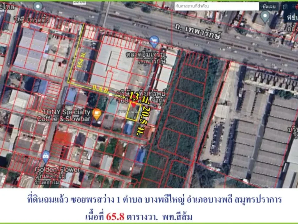 ขายที่ดินต่ำกว่าราคาตลาดที่ดินติด ถเทพารักษ์