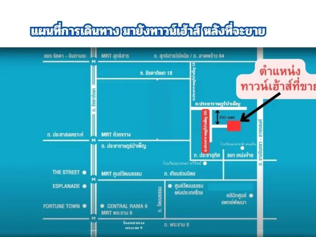 ขายทาวน์เฮ้าส์ ใกล้สถานีรถไฟฟ้า MRT ห้วยขวาง