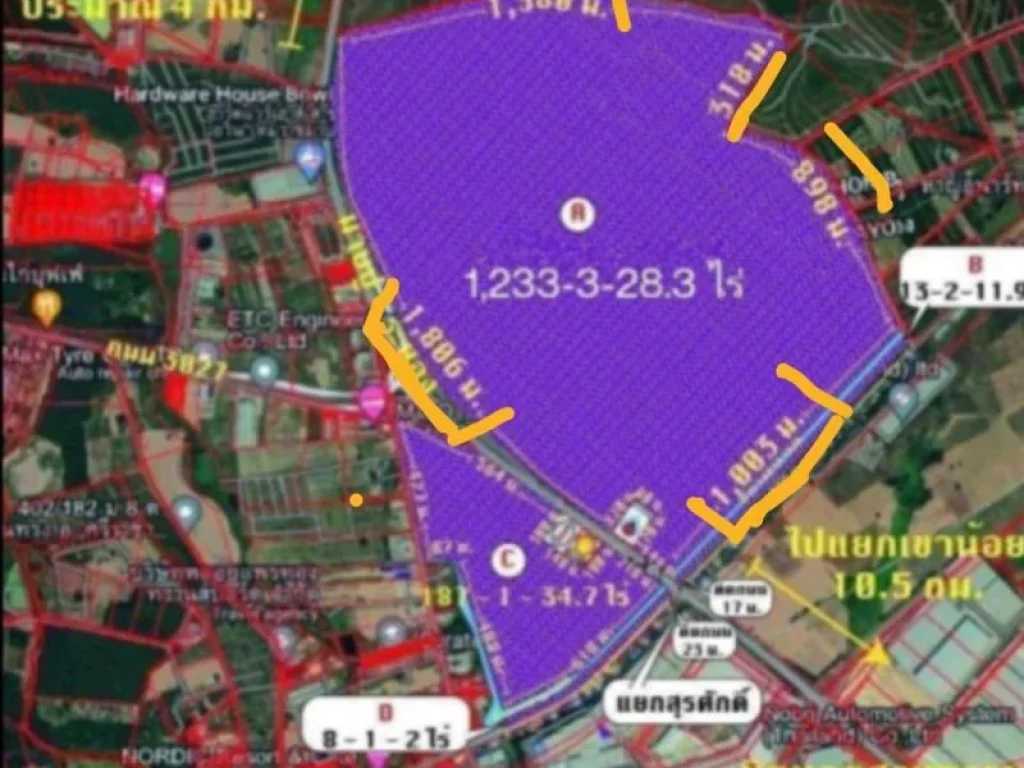 เสนอขายที่ดิน แปลงใหญ่ 1228 ไร่ ผังสีม่วงลาย ที่เขาคันทรง