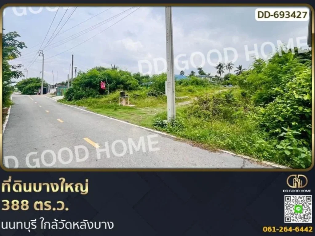 ที่ดินบางใหญ่ 388 ตรว นนทบุรี ใกล้วัดหลังบาง