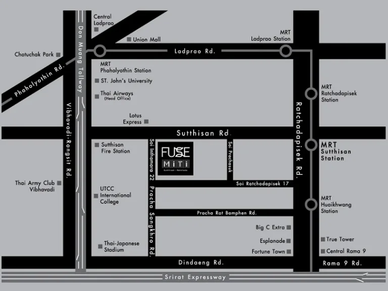 Condo Fuse MiTi สุทธิสาร-รัชดา ใกล้ MRT สุทธิสาร 4933 ตรม 2 ห้องนอน 2 ห้องน้ำ ชั้น16 เฟอร์ครบ