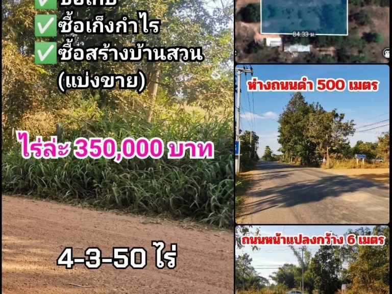 ที่ดินถูกๆมาแล้วรีบจับจองด่วน 4-3-50ไร่แบ่งขาย1-2-50 ไร่