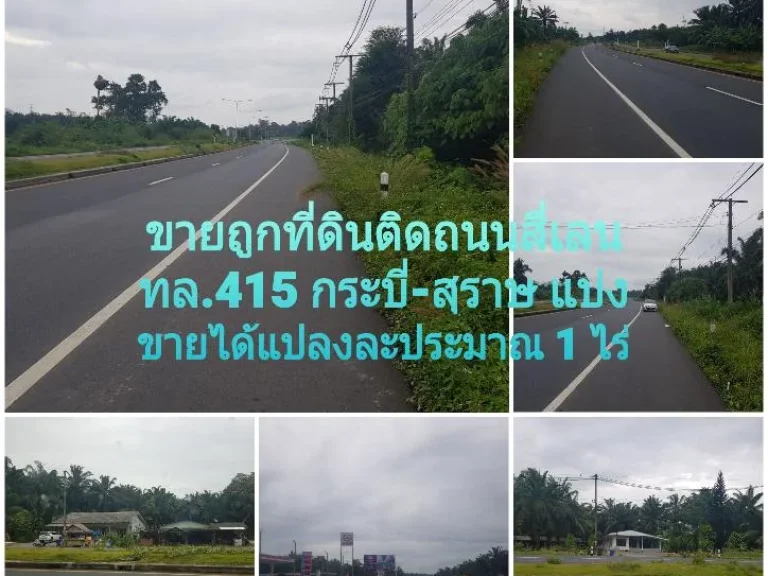 ขายถูกที่ดินทำเลทองติดถนนใหญ่ 4เลน สุราษ-กระบี่