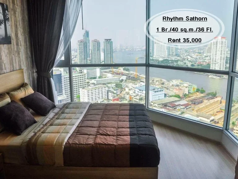 เช่า- Rhythm Sathorn 1 ห้องนอน 40 ตรม ชั้น 36 ใกล้ BTS สะพานตากสิน เช่า 35000