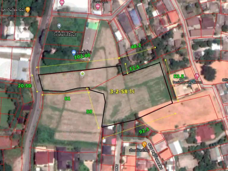 ขายที่ดิน 3-2-58ไร่ ติดหมู่บ้านดลพร ใกล้แยกรวมโชค เชียงใหม่