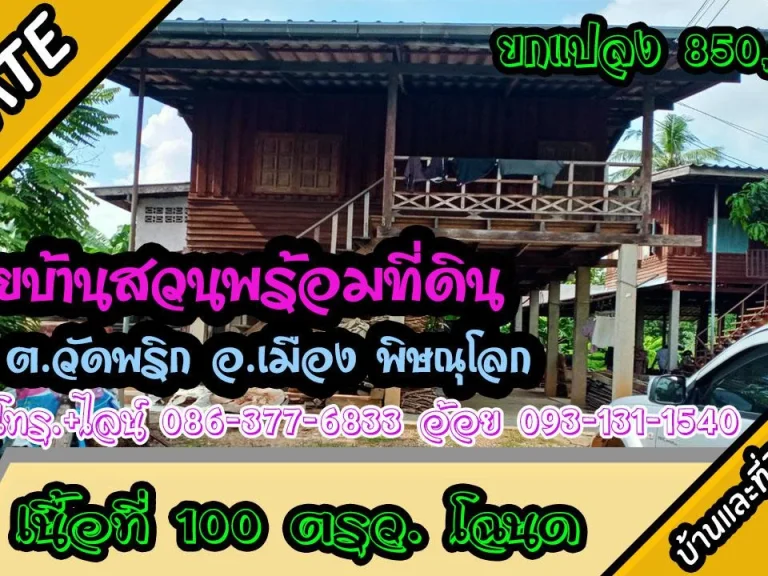 แบ่งขายบ้านสวนพร้อมที่ดิน 100 ตรว ใกล้เมือง ม2 ตวัดพริก อเมืองพิษณุโลก ยกแปลง 85แสน