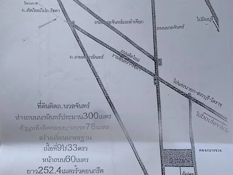 ขายที่ดินเปล่าติดถนน นวลจันทร์