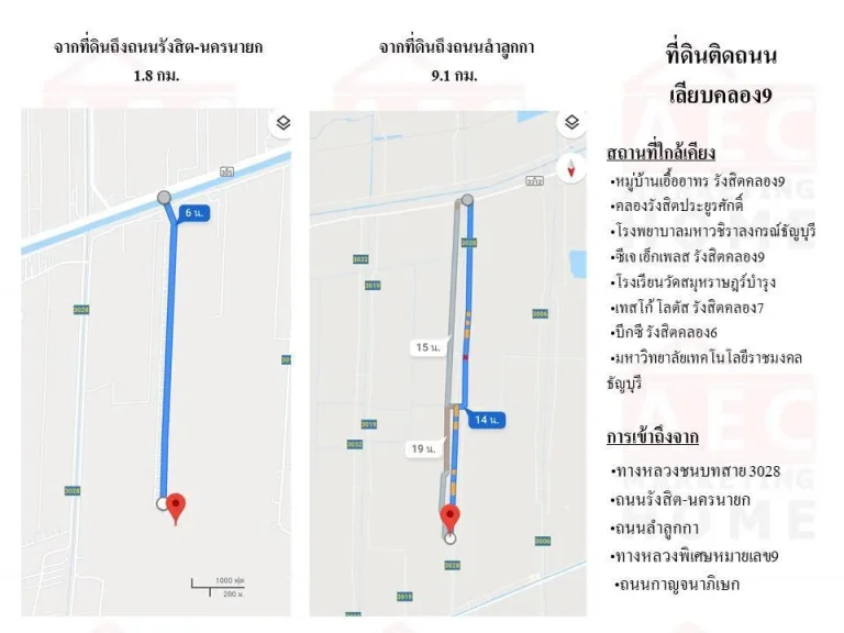 ขายที่ดินเปล่า ติดถนนรังสิต-นครนายก คลอง 9 - 10 เนื้อที่ 478-0-65 ไร่ ทำเลดี