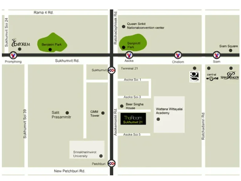 ให้เช่าคอนโด The Room Sukhumvit 21 ทำเลดีที่อโศก BTS Asoke 1 Bed 30 K