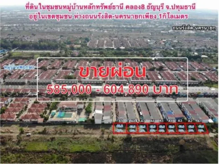 ขายที่ดินสดผ่อนโครงการทรัพย์ธานี