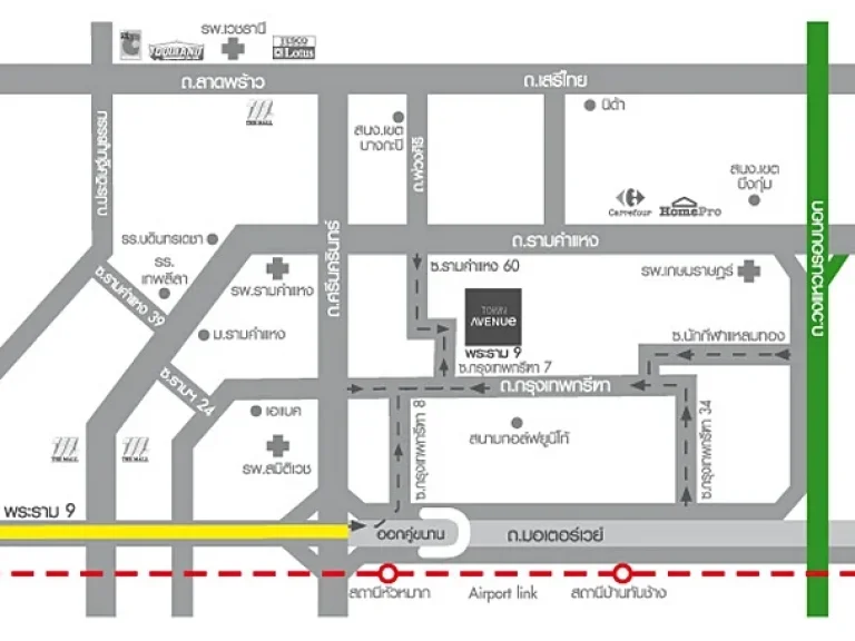 ทาวน์โฮม 3 ชั้น ทาวน์ อเวนิว พระราม 9 ใกล้ Airport Link หัวหมาก 3 ห้องนอน 3 ห้องน้ำ เฟอร์ครบ