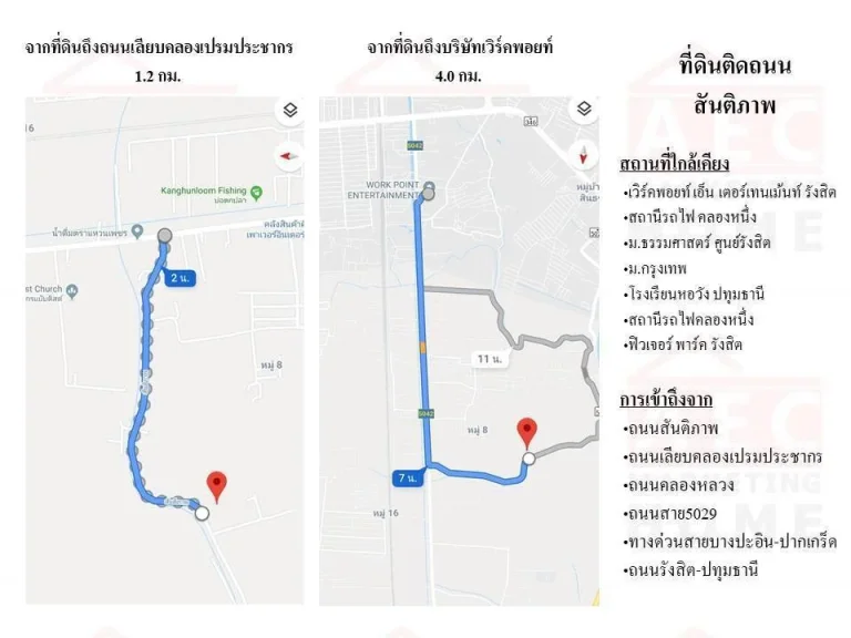 ขาย ที่ดินเปล่า ติดถนนสันติภาพ เชียงราก ปทุมธานี