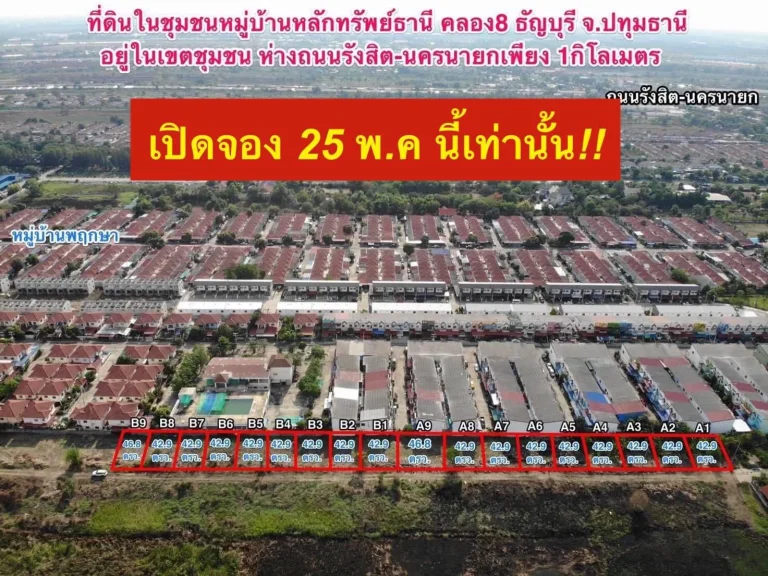 ขายที่ดินสดผ่อนในโครงการหมู่บ้านสินธานี คลอง8