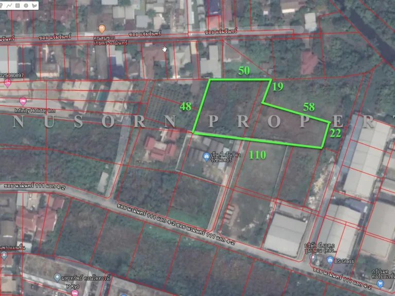 เสนอขายที่ดิน 987 ตรวา ผังสีเหลือง ย4-19 ตั้งอยู่ในซอยแจ่มจันทร์ หรือ นวมินทร์ 111 แยก 4-2 หลังโรงเรียนอนุบาลเลิศหล้า