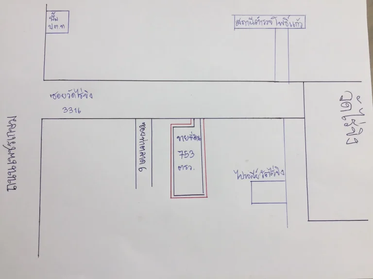 ขายหรือเช่าที่ดิน 753 ตรว ใกล้วัดไร่ขิง