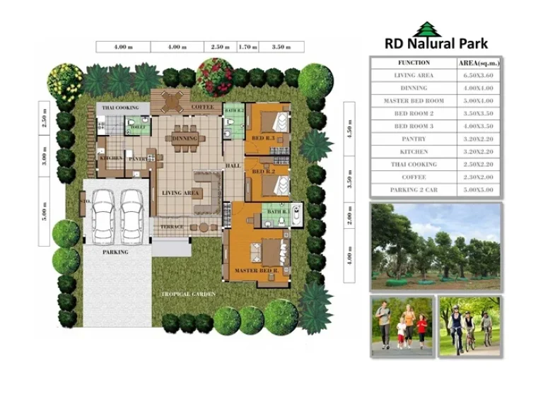 บ้านเดี่ยวชั้นเดียว หมุ่บ้าน RD Natural Park คู้ฝั่งเหนือ หนองจอก กทม เนื้อที่ 9020 ตรว