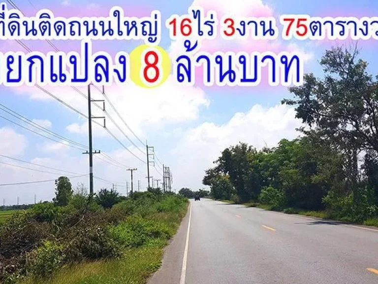 ขายที่ดินติดถนนใหญ่16ไร่3งาน75ตรว